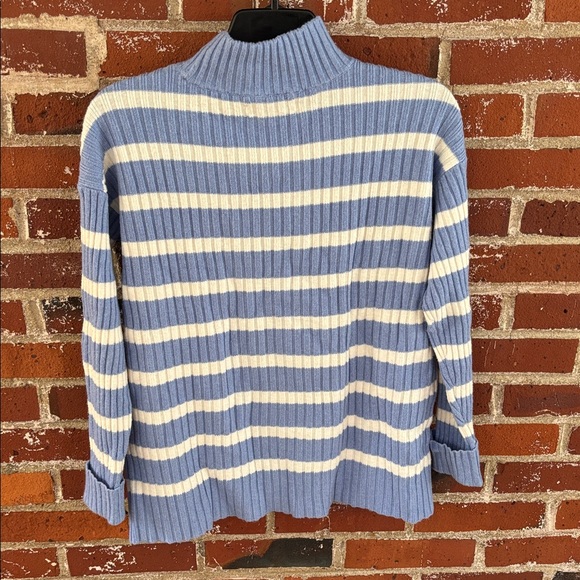 White striped light blue turtleneck sweater only worn once! - Picture 3 of 4